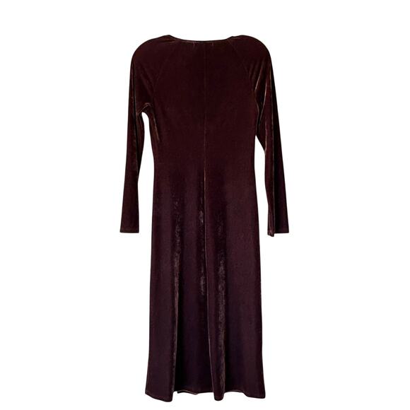 Reformation Finneas Chocolate Brown Velvet Long Sleeve Midi Dress Size M - Picture 2 of 5